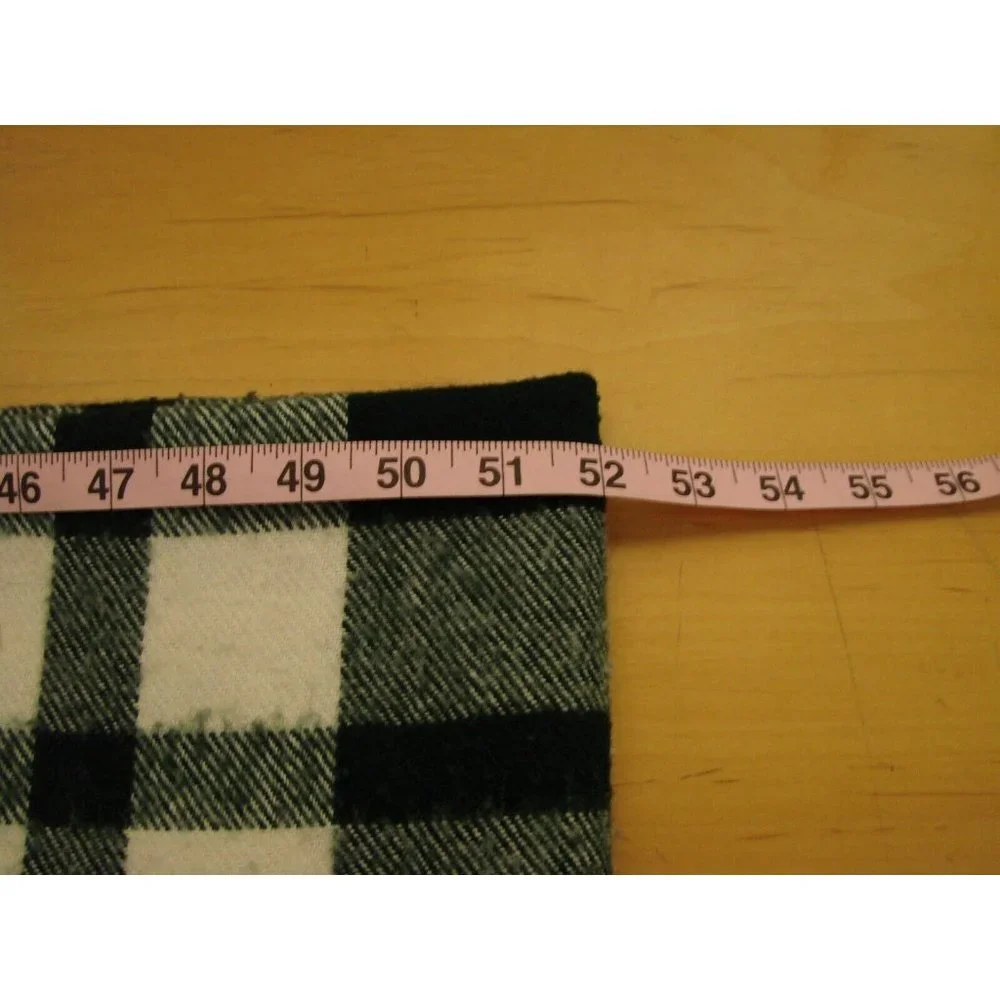 Plaid Wool Blend Blanket Throw Fringe 58x52